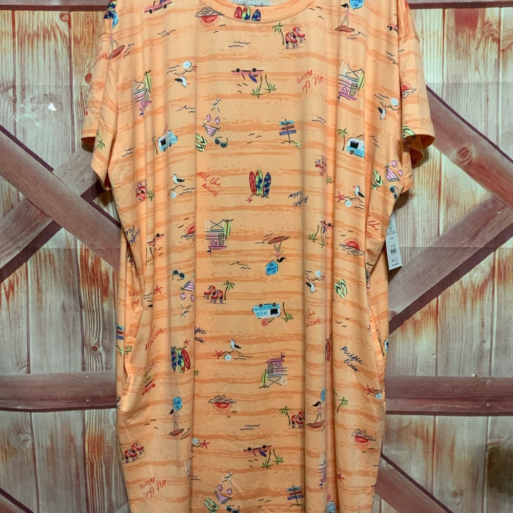 Cute Beach scene Cover up/ Night Shirt, w/pockets Nwt sz 2x-3x. Soft. long - Picture 2 of 7